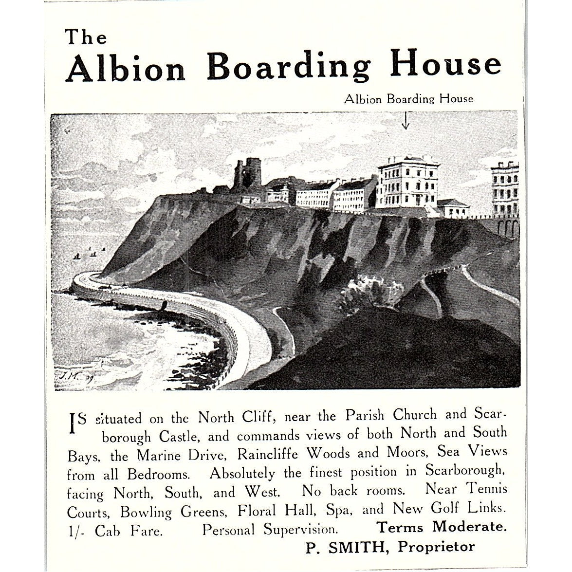 The Albion Boarding House P. Smith Scarborough c1910 Ad AF3-Q3