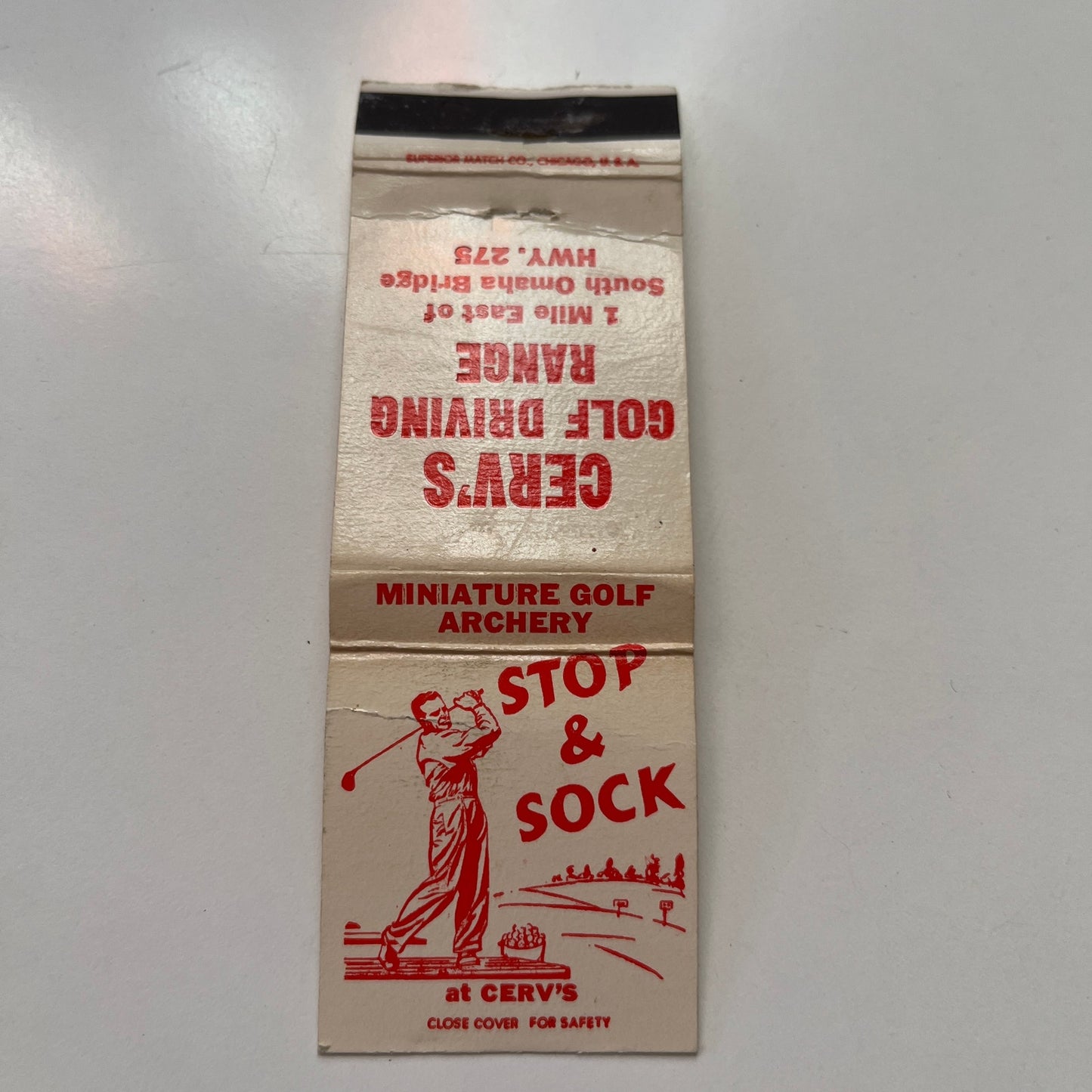 Cerv's Golf Driving Range South Omaha Bridge NE Vintage Matchbook Cover TB7-UMB7