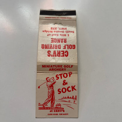 Cerv's Golf Driving Range South Omaha Bridge NE Vintage Matchbook Cover SA6-M10