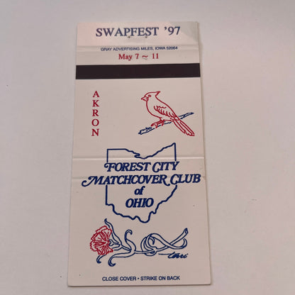 Forest City Matchcover Club of Ohio Swapfest 1997 Vintage Matchbook MM4-10