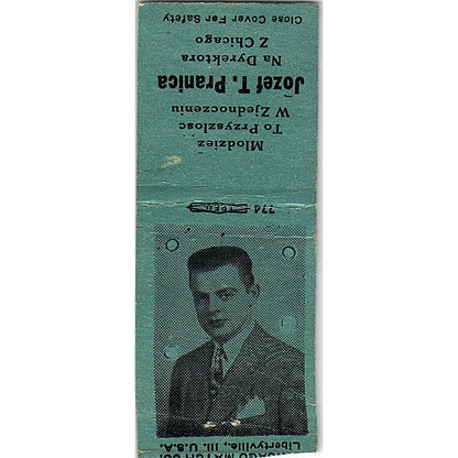 Jozef T Pranica Na Dyrektora Chicago Polish Political Vtg Matchbook Cover SC7-Y4