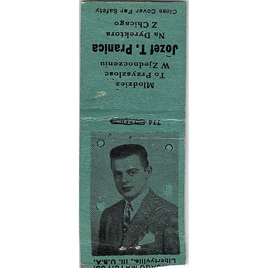 Jozef T Pranica Na Dyrektora Chicago Polish Political Vtg Matchbook Cover SC7-Y4