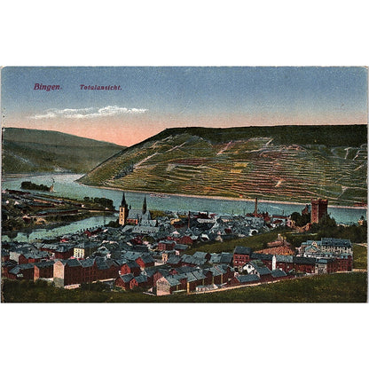Bingen Total Ansicht German Antique Postcard PE9