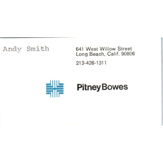 Andy Smith Long Beach CA Pitney Bowes Vintage Business Card SE3-B2