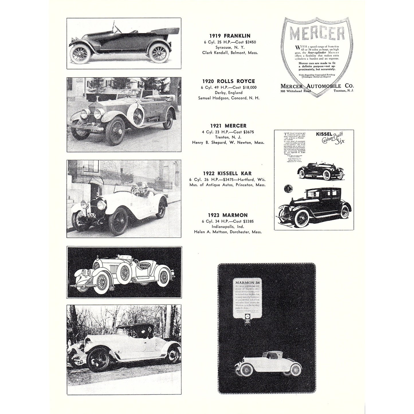 Photos of Cars from 1950 Antique Auto Show Cadet Armory Boston (6 Pages) AF6-8