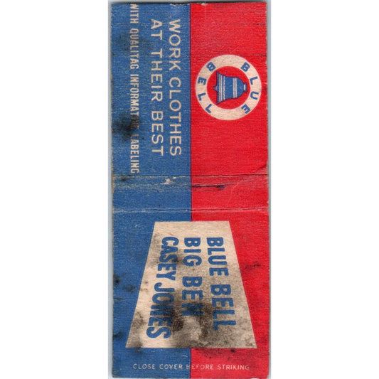 Blue Bell Big Ben Casey Jones Work Clothes Vintage Matchbook Cover SD4-Y13