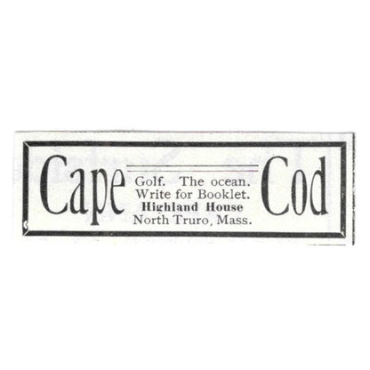 Cape Cod Highland House Golf North Truro MA c1918 Original Advertisement AE5-SV5