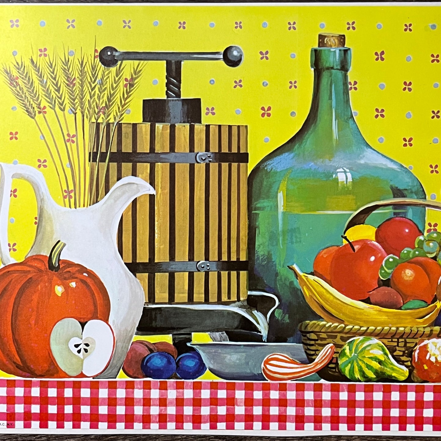 Retro Kitsch 1972 Cherepov Thanksgiving Harvest Table Cottage Art Print 9x12 V4