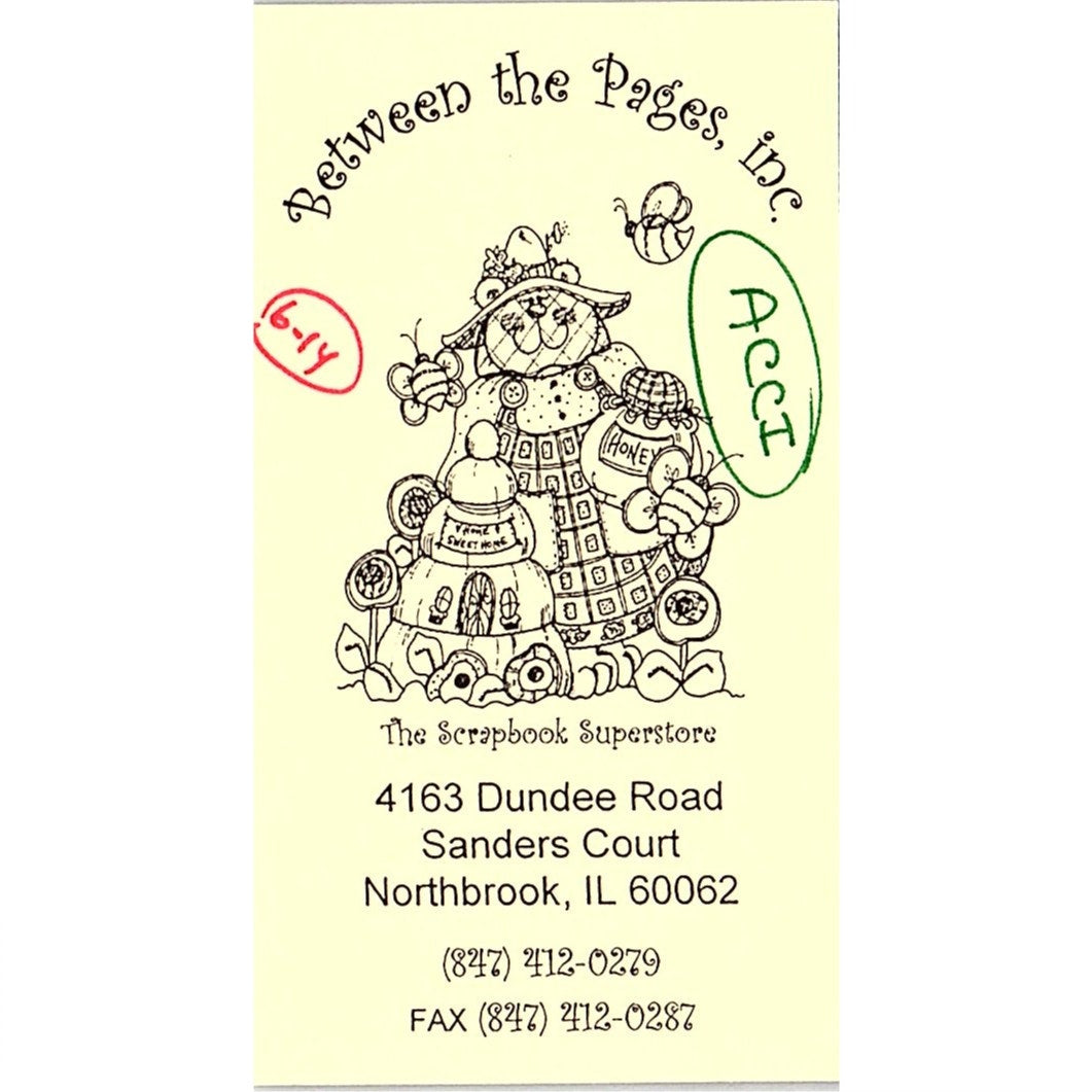 Between the Pages Inc Scrapbooking Northbrook IL Vintage Business Card SC9-B8
