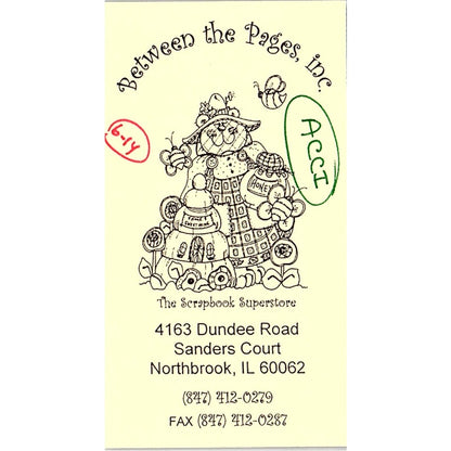 Between the Pages Inc Scrapbooking Northbrook IL Vintage Business Card SC9-B8