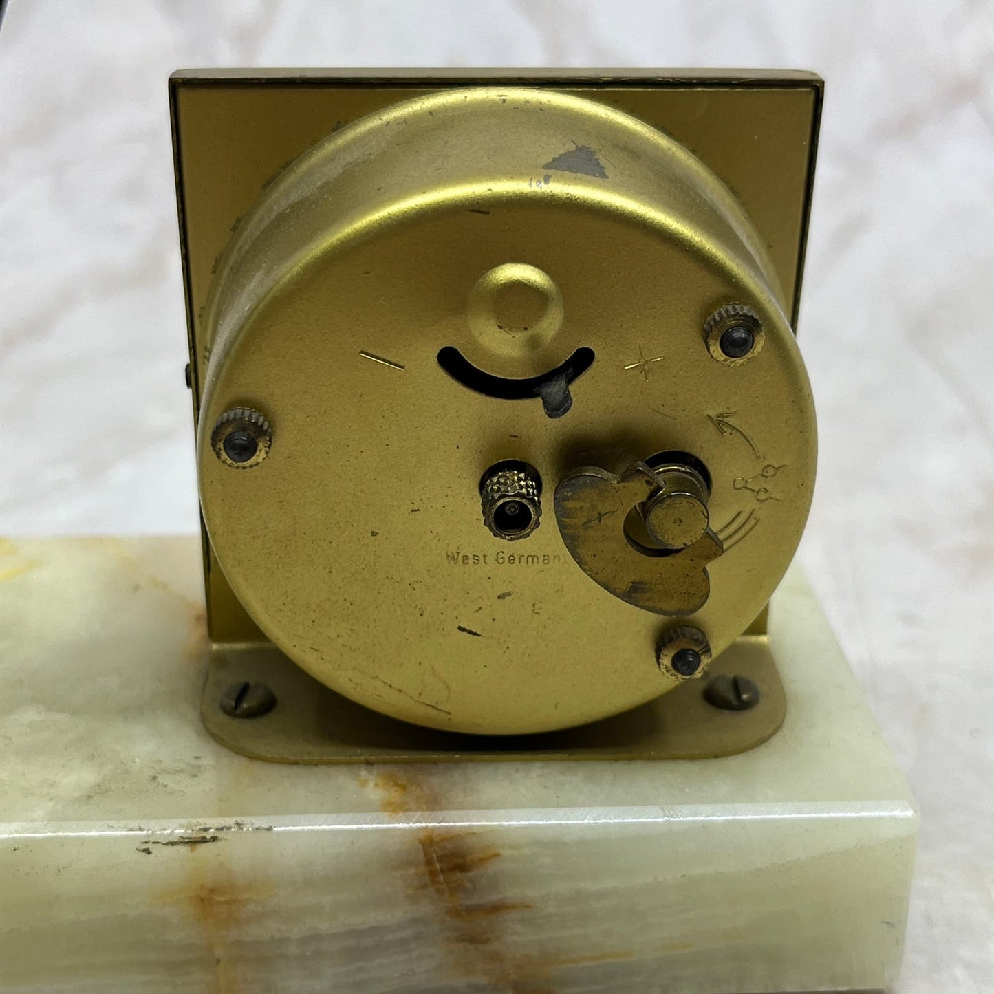 Vintage Bradley Clock and Pen Desk Set Clock & Pen Set On Marble Base TI8