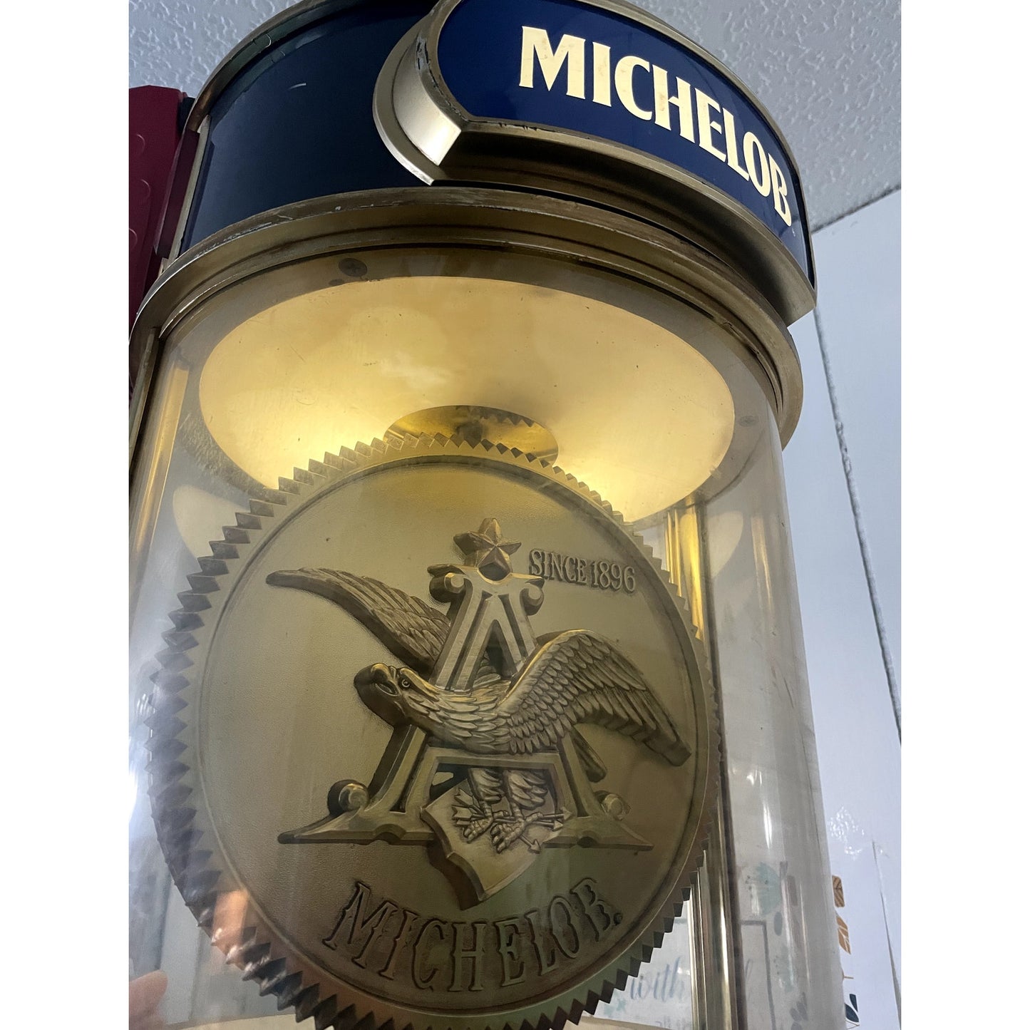 Vintage Michelob Beer Medallion Hanging Clock Bar Light 12x24"