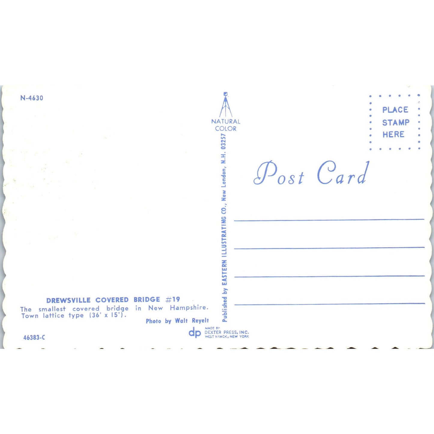 Drewsville Bridge 19 New Hampshire Covered Bridge Postcard PC3