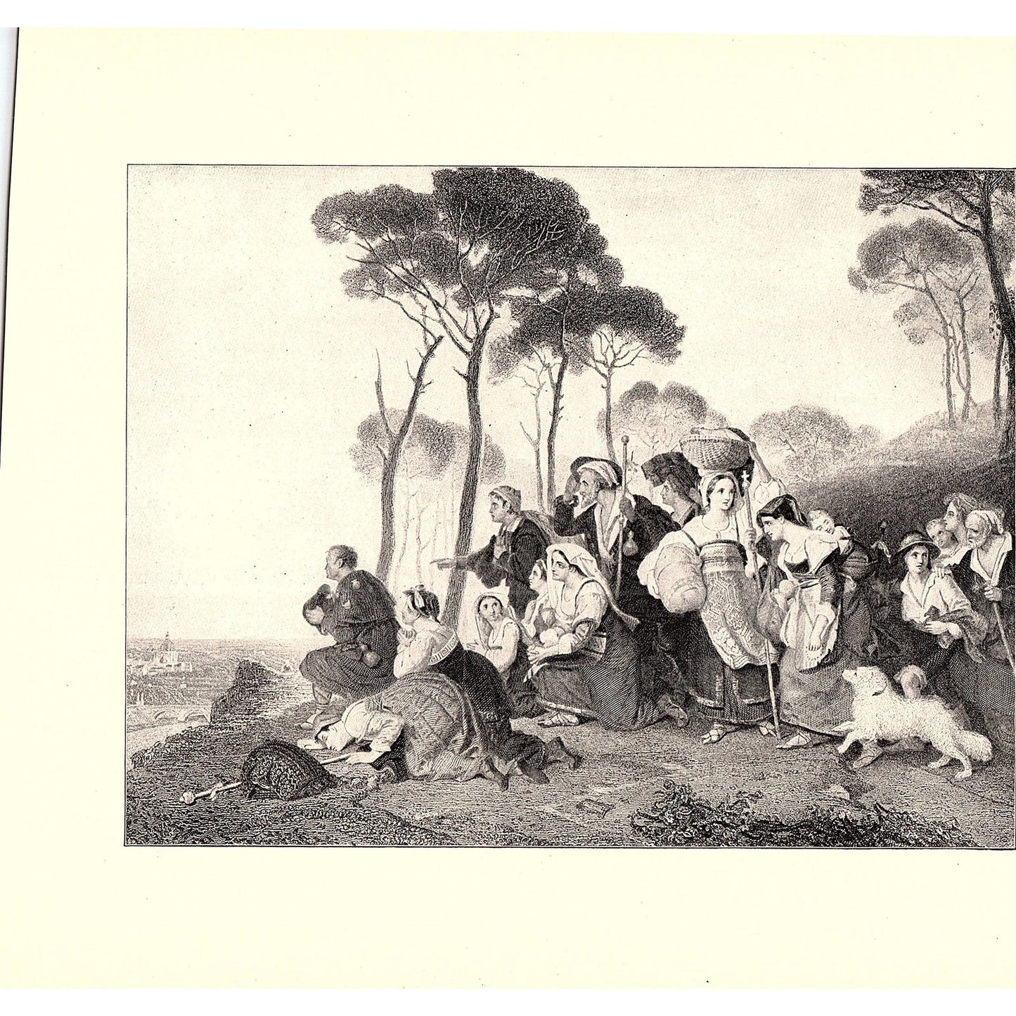 Pilgrims in Sight of Rome - Sir Charles Eastlake - 1898 Litho Art Print D19