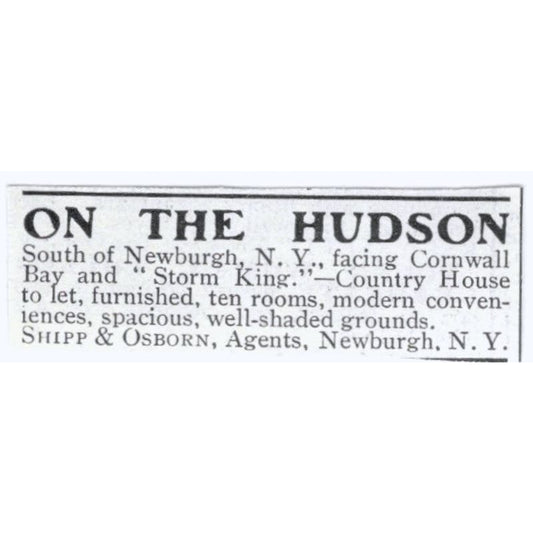 Country House on the Hudson Newburgh NY Shipp & Osborn c1918 Ad AE5-SV3