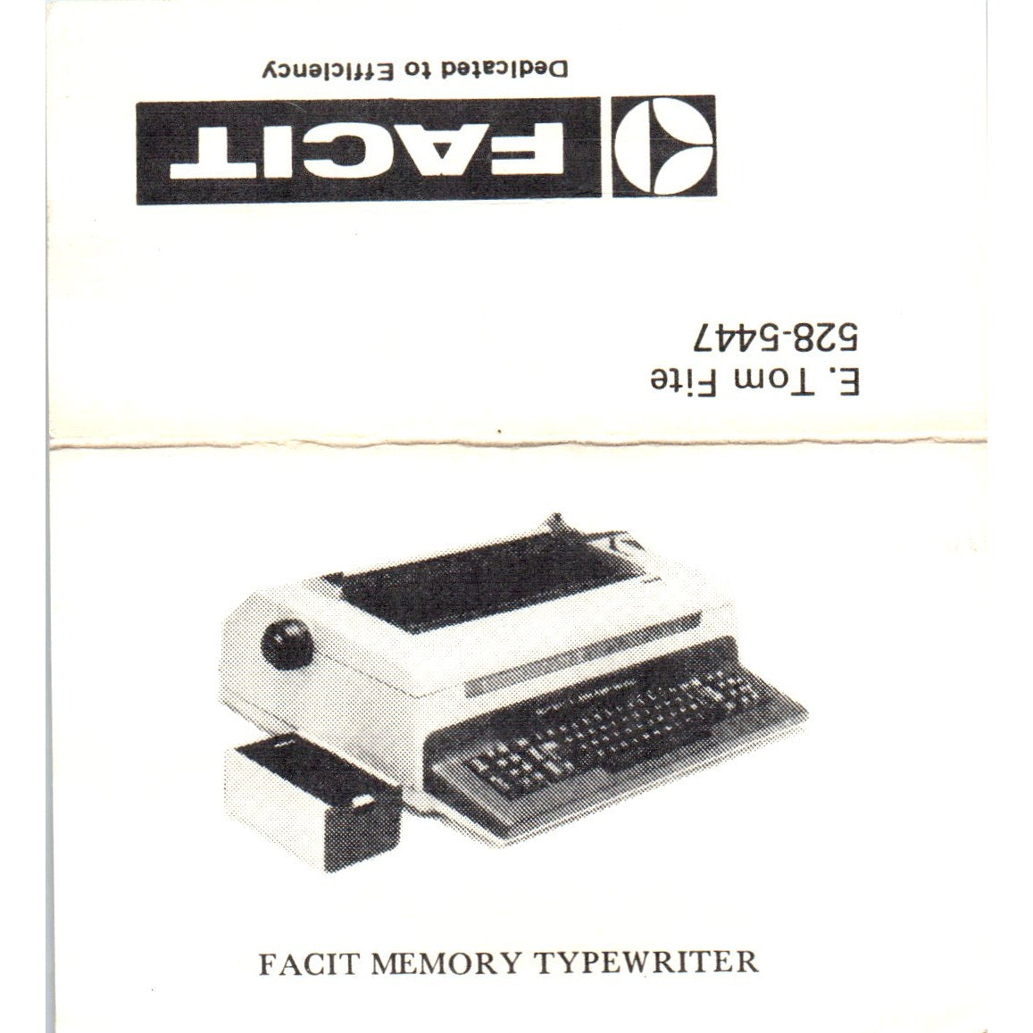 E. Tom Fite Facit W.H. Davis Co Houston Vintage Business Card SE3-B2