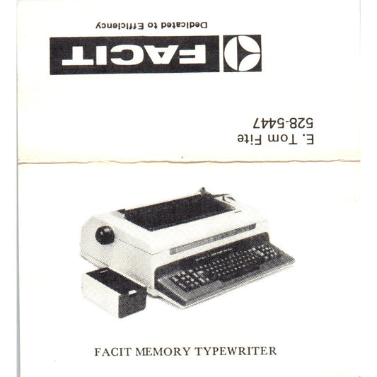 E. Tom Fite Facit W.H. Davis Co Houston Vintage Business Card SE3-B2