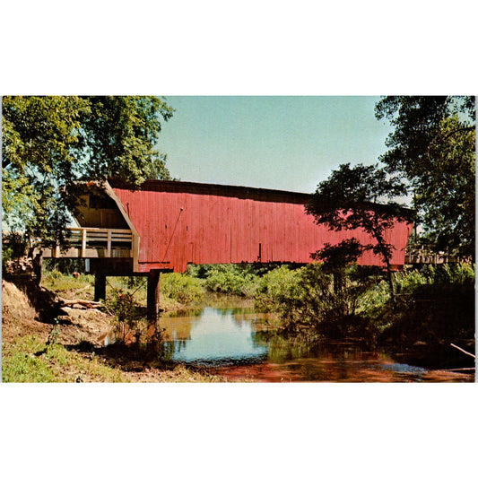 Cedar Lake or Casper Bridge Winterset IA Vintage Covered Bridge Postcard PC16