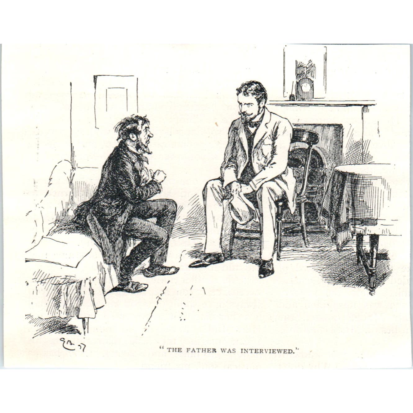 The Father Was Interviewed 1897 Victorian Illustration AE9-TS5