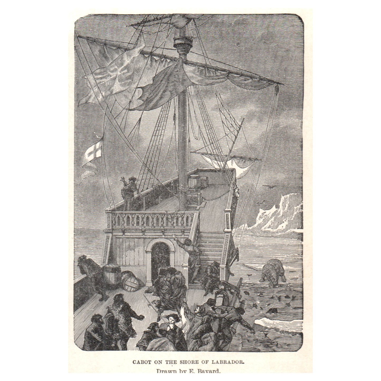 Cabot on the Shore of Labrador E. Bayard 1911 Engraving Print AF5-8