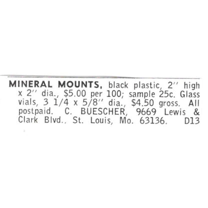C. Buescher Mineral Mounts St. Louis MO 1972 Ad AF8-S18