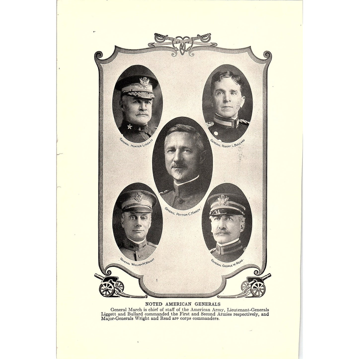 Noted American Generals, John J Pershing 1919 WWI Print AF9-18