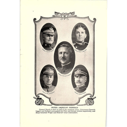 Noted American Generals, John J Pershing 1919 WWI Print AF9-18
