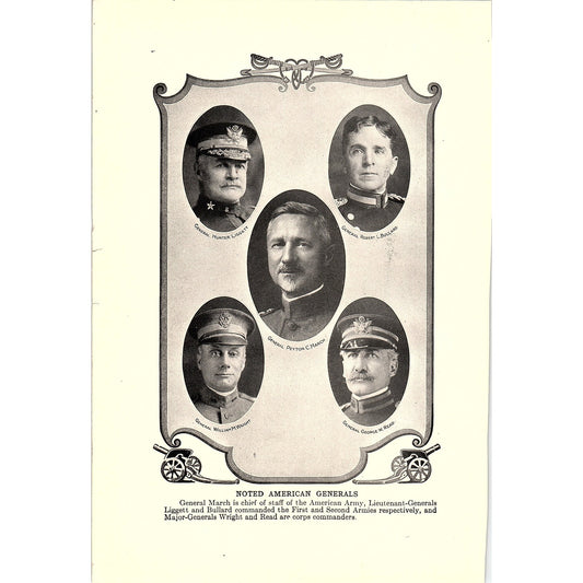 Noted American Generals, John J Pershing 1919 WWI Print AF9-18