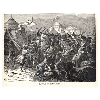 Battle of Montlhery 1911 Engraving Print AF5-7