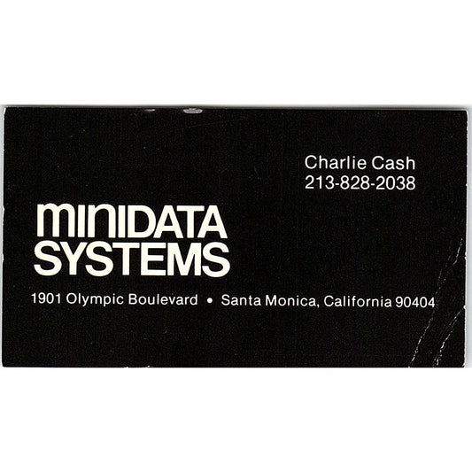 Charlie Cash Minidata Systems Santa Monica CA Vintage Business Card SD9-B2