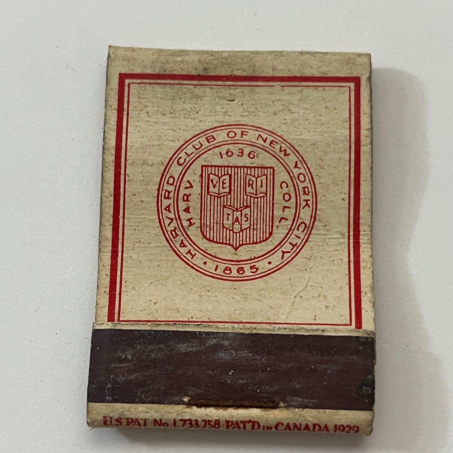 Harvard Club of New York City Vintage Matchbook Cover TB6-MB1-2