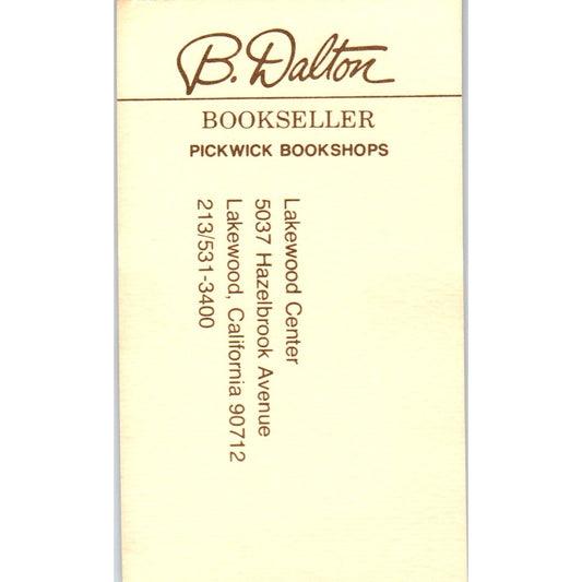 B. Dalton Bookseller Lakewood Center Lakewood CA Vintage Business Card SD8-B9