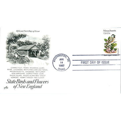 Massachusetts 1982 State Birds & Flowers of New England First Day Issue TJ5-PC2