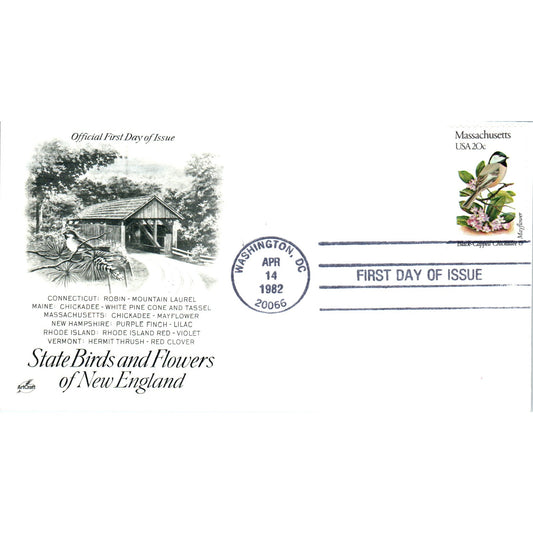 Massachusetts 1982 State Birds & Flowers of New England First Day Issue TJ5-PC2