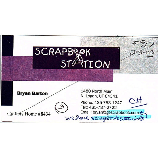Bryan Barton Scrapbook Station N. Logan UT Vintage Business Card SC9-B9
