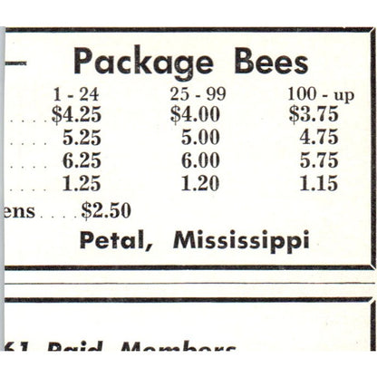 Italian Package Bees John A. Norman Grady Alabama 1961 Magazine Ad AB6-S12