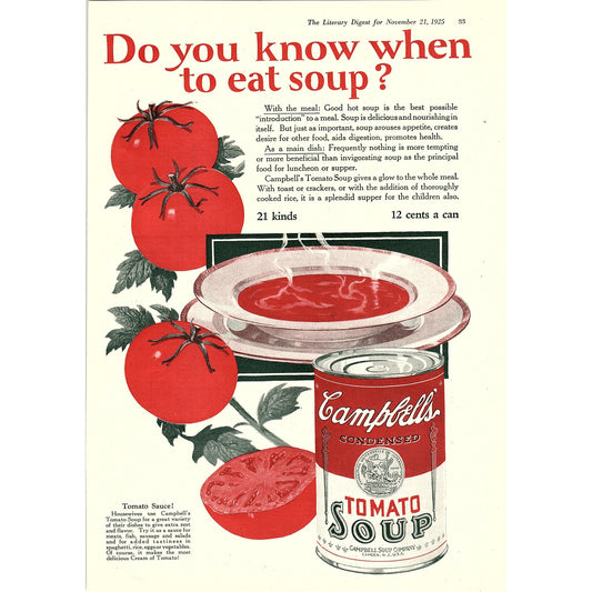 Campbell's Tomato Soup - Nov 21, 1925 Ad AG2-3