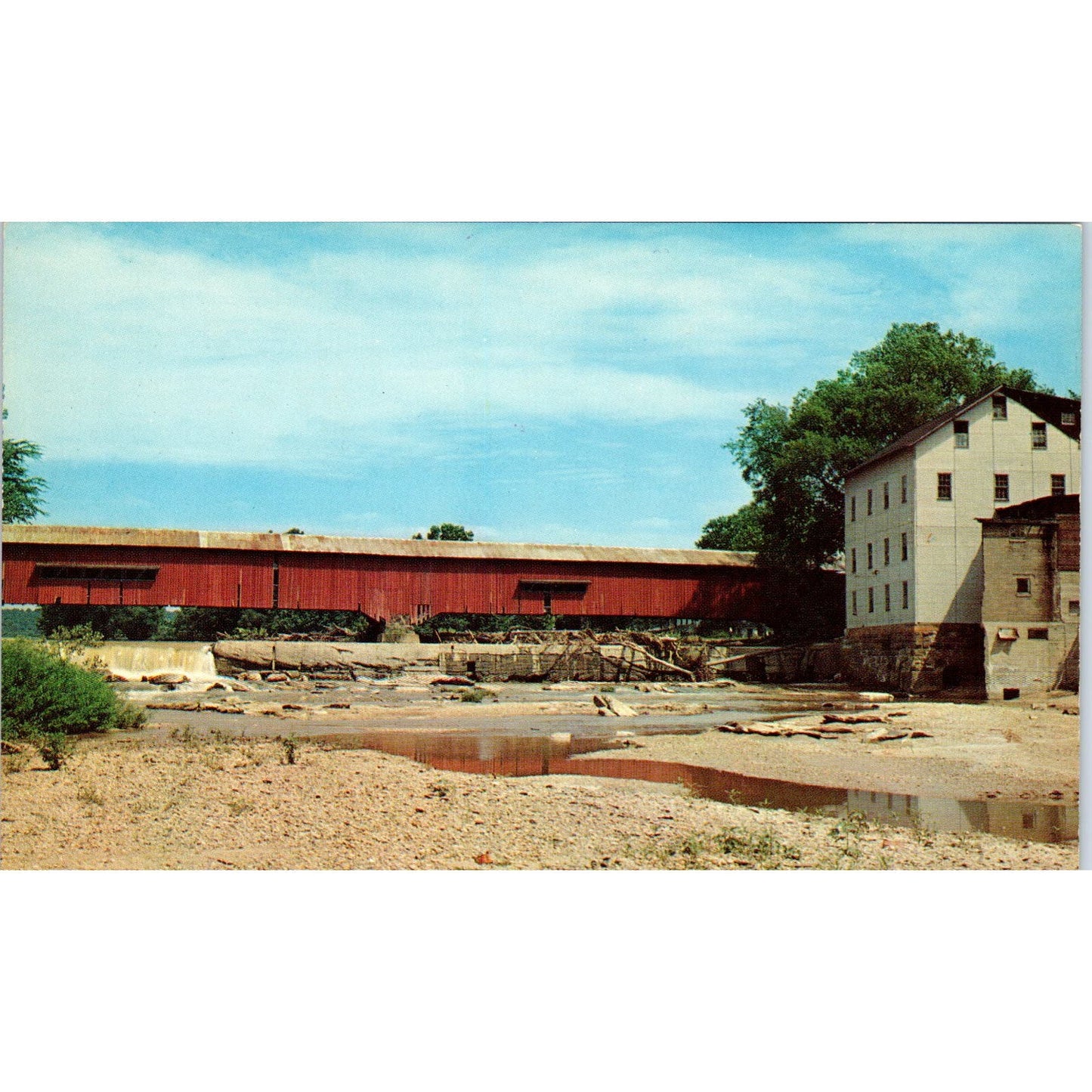 Bridgeton Bridge Parke County IN Big Raccoon Creek Covered Bridge Postcard PD3