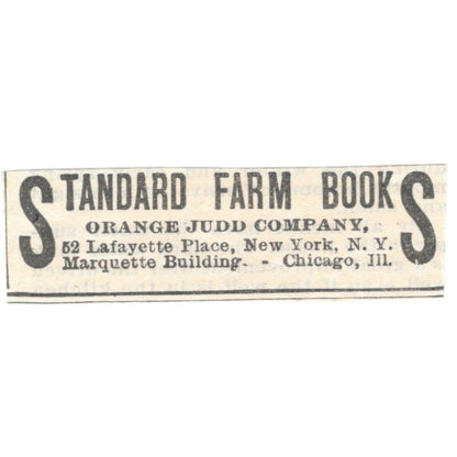 Standard Farm Books Orange Judd Marquette Bldg Chicago 1905 Magazine Ad AF1-NES1