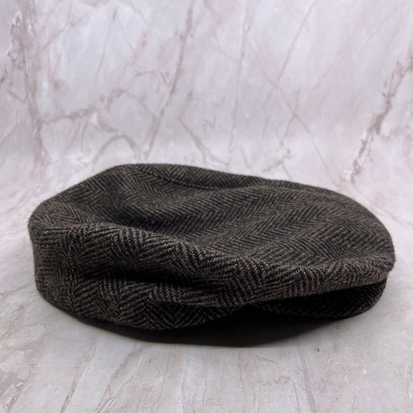 Vintage Finest Headwear Harris Tweed Herringbone Flat Cap 7 1/4-7 3/8" USA TF4