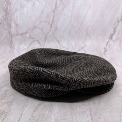 Vintage Finest Headwear Harris Tweed Herringbone Flat Cap 7 1/4-7 3/8" USA TF4