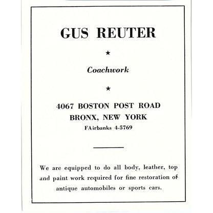 Gus Reuter Coachwork Bronx New York 1950 Ad AF6-M7