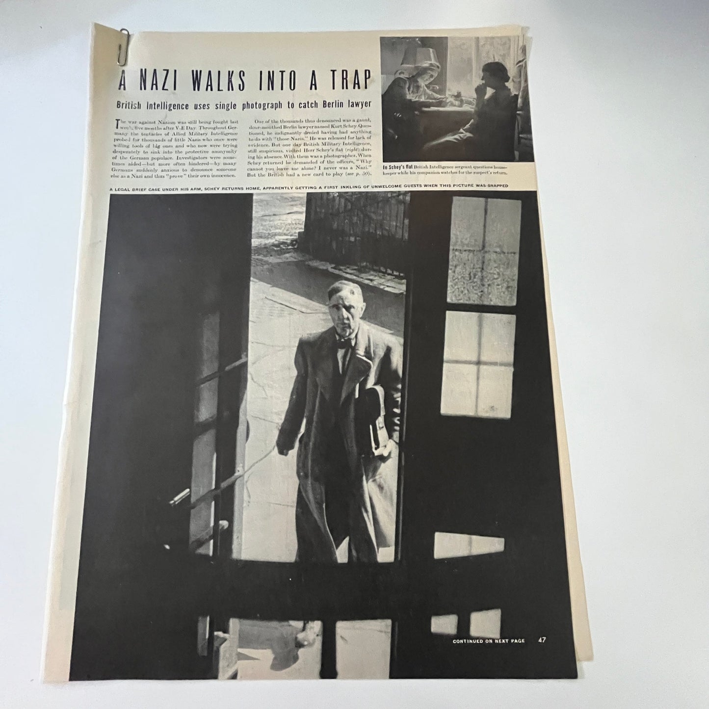 British Intelligence Catches Berlin Lawyer 2 Pages 1940s WWII Era Article V30-1