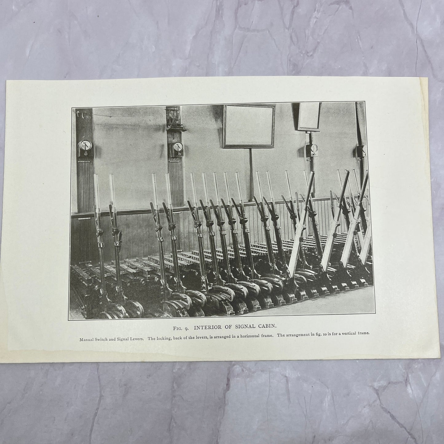 Interior of Signal Cabin Antique 6.5x10" Engraving Art Print V20