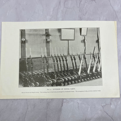 Interior of Signal Cabin Antique 6.5x10" Engraving Art Print V20