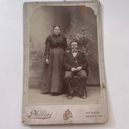 Husband & Wife Ray Block Wabash IN Antique Victorian CDV Card H4-2