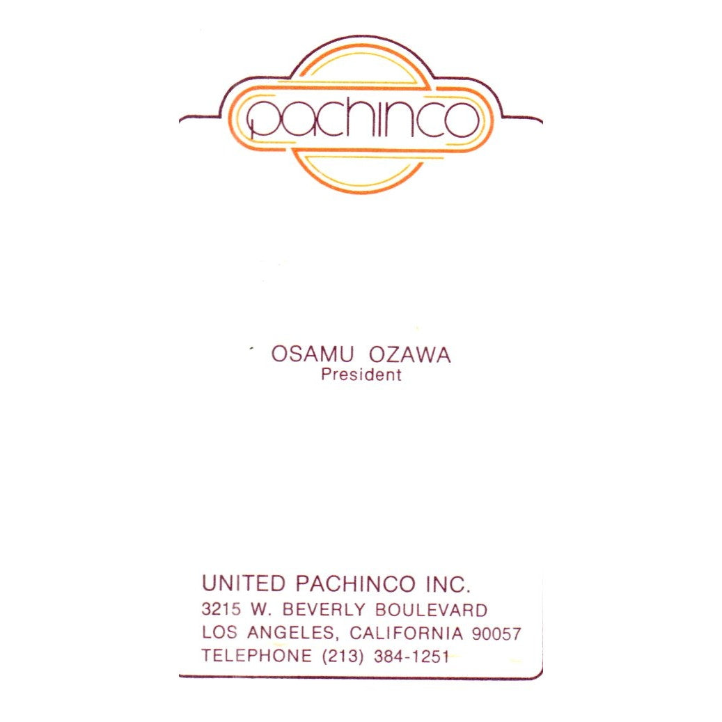 Vintage United Pachinco Inc. Osamu Ozawa Los Angeles CA Business Card SF3-B1