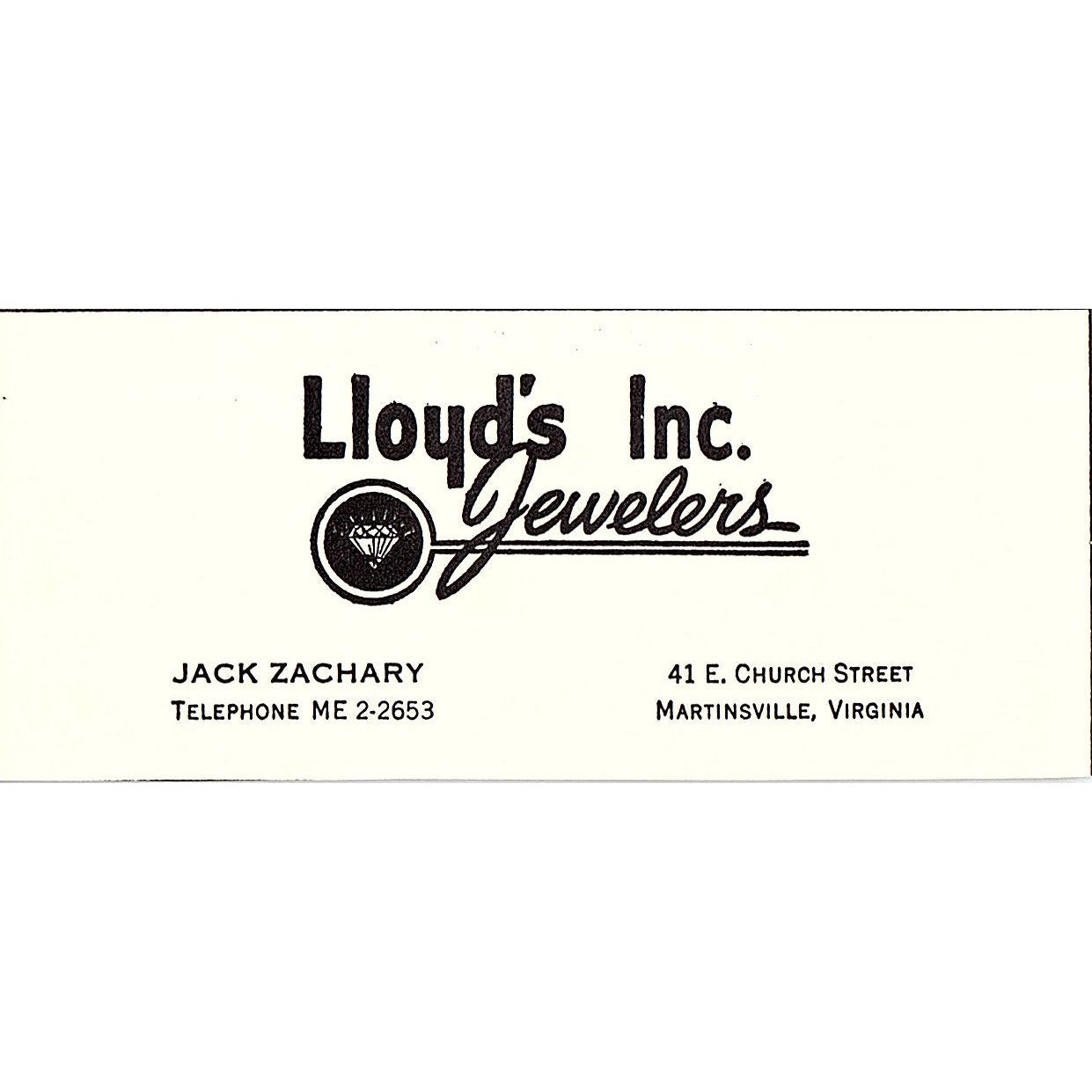 Lloyd's Jewelers Inc Jack Zachary 41 E Church St Martinsville VA 1960s Ad AG2-M3