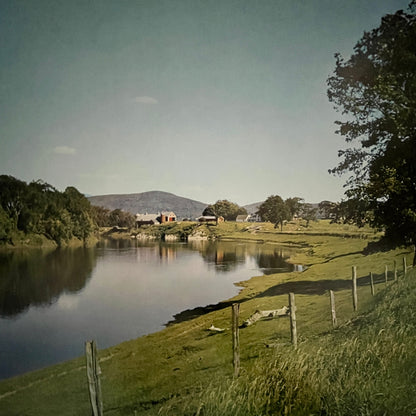 New England Country Lake Farmhouse Scene 12x16" Art Print FL1