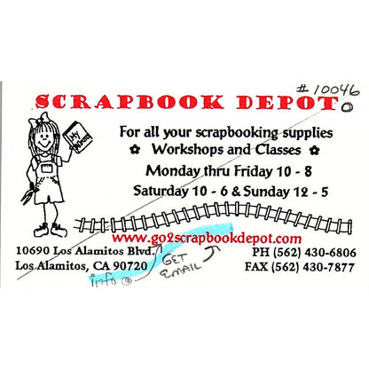 Scrapbook Depot Los Alamitos CA Vintage Business Card SC9-B9